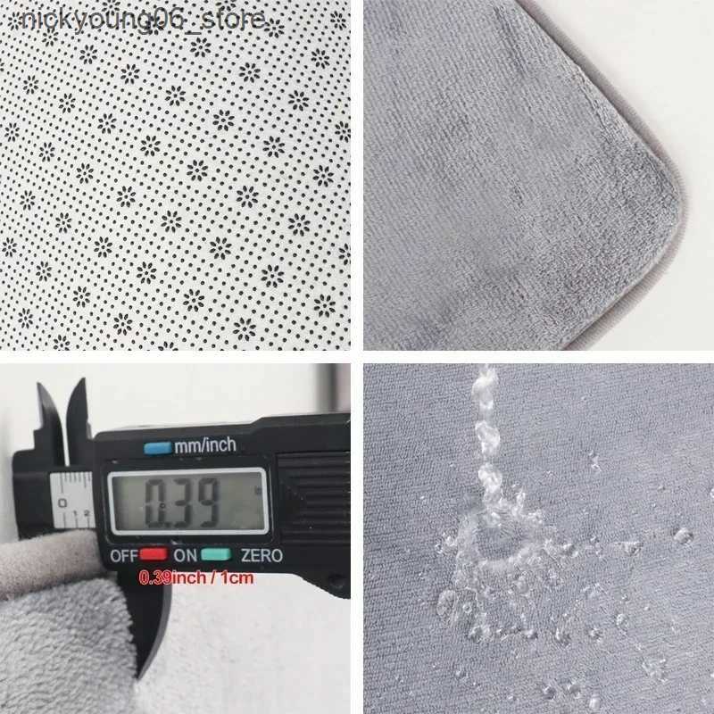 Non-Slip Bath Mats 1PC Solid Color Coral Fleece L-Shaped Bathroom Corner Mat Non-slip Entry Doorway Floor Rug Water Absorbent Kitchen Floor Carpet L24