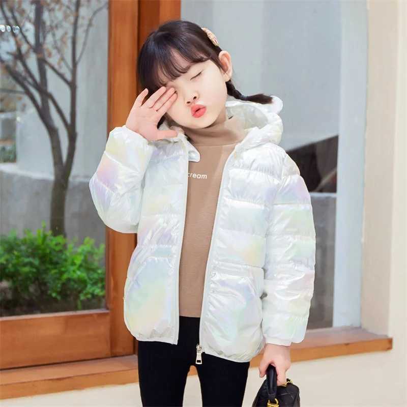 Down Coat Winter hooded lightweight down jacket for children girls boys babies warm jacket autumn colored fabric jacket casual clothing H241010