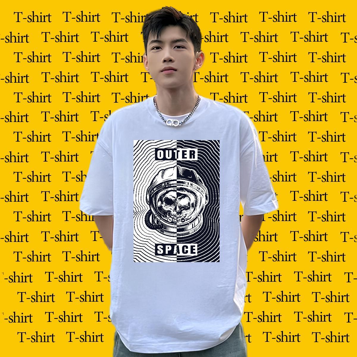 Free Shipping T Shirts Men 230g 100% Cotton skull Daily Wear Oversized 3XL 4XL Breathable Short Sleeve Tshirts Classic Casual Tops