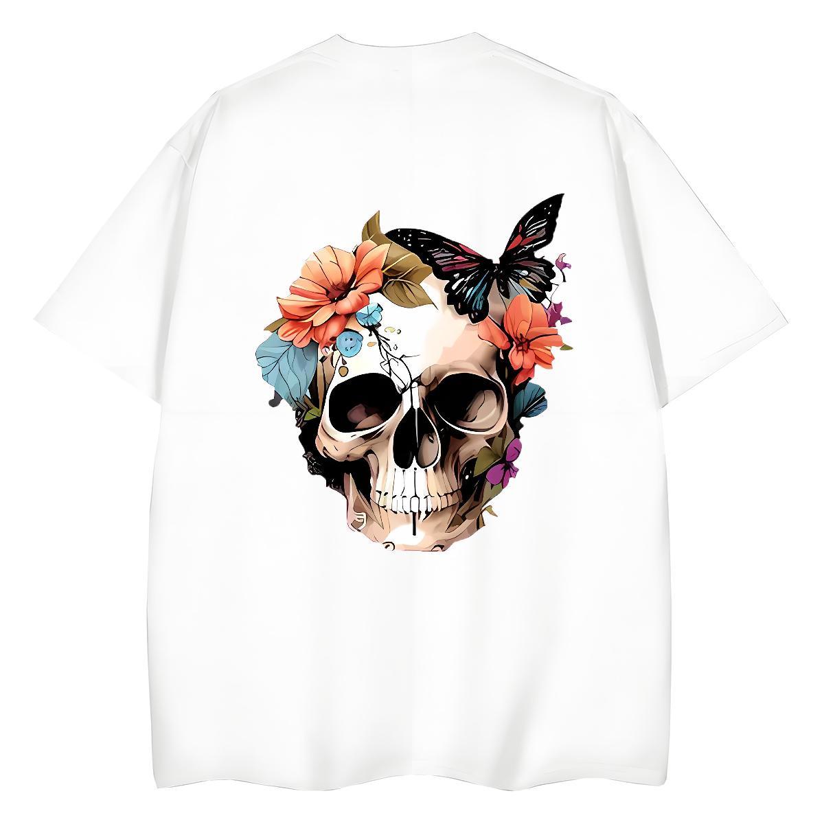 Classic T Shirts Women 100% Cotton 230g Crew Neck Street Casual flower Unisex Tshirts Female Anime Print Tees