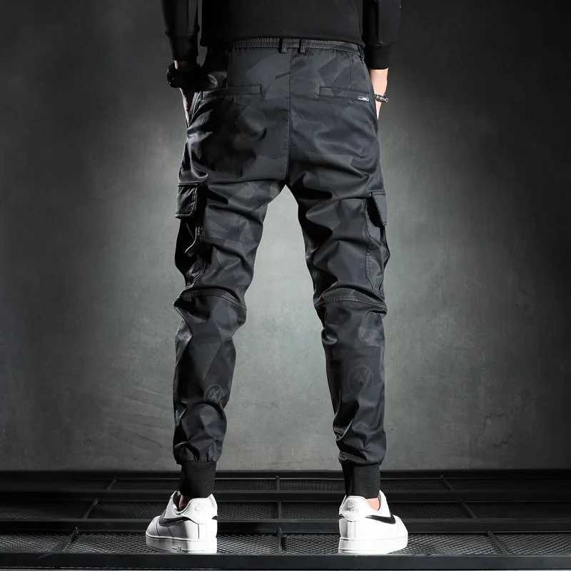 Sports pants mens camouflage elastic cargo pants drag multiple pockets bottom casual runner W241009