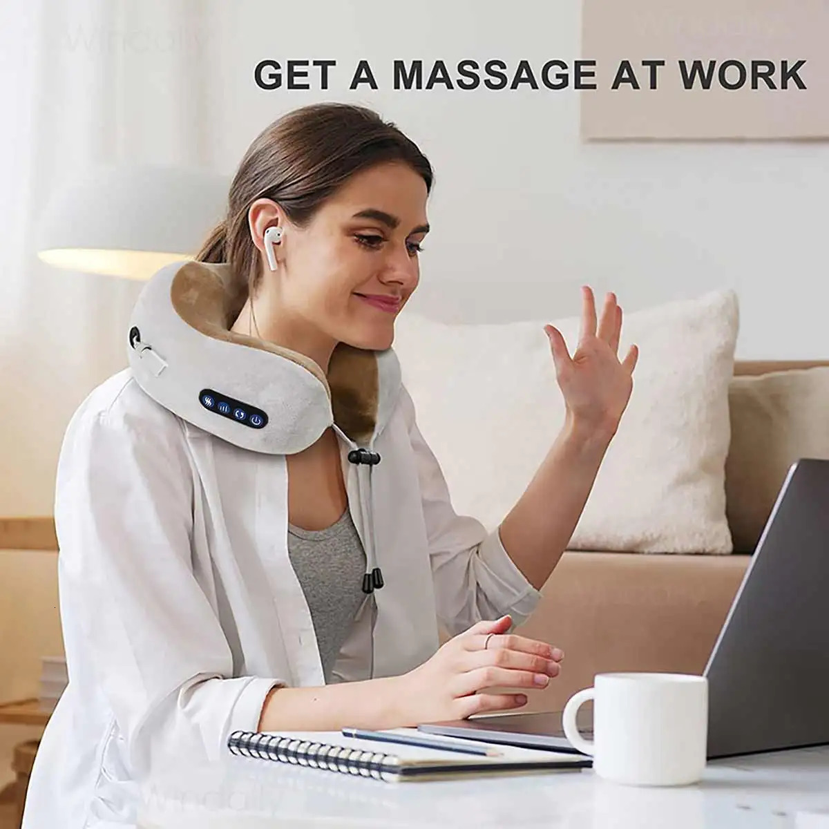 Portable U-shaped neck pillow massage machine vibrator shoulder muscle relaxation electric massage machine USB charging 241008