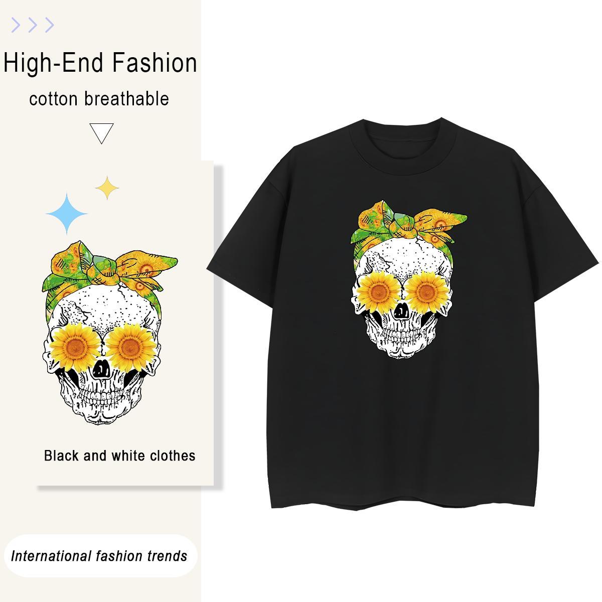 New Arrival Women T Shirts 230g Pure Cotton O Neck Short Sleeves Casual flower Women Tshirts Free Shipping Cartoon Printing L-4XL Clothes Shirt