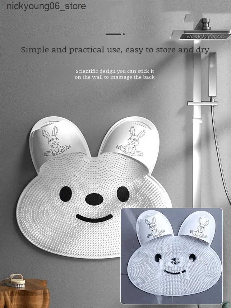 Non-Slip Bath Mats Rabbit silicone massage foot mat bathroom non-slip mat bath foot rubbing artifact foot wash to remove dead skin shower L240910