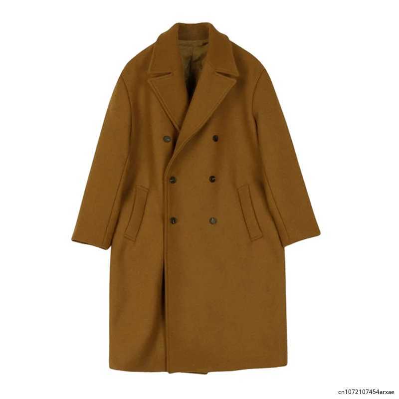 Autumn Winter Fashion Woolen Blends Coat Jackets Men Korean Style Lapel Solid Color Windbreaker Thick British Casual Coat Male LX241010