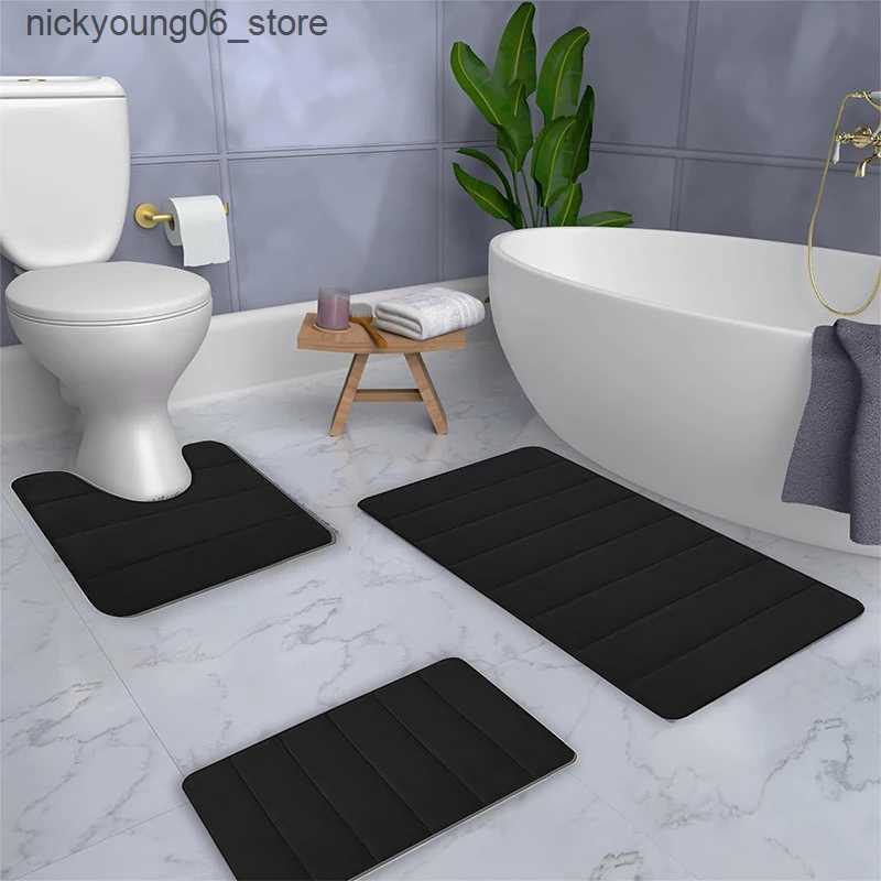 Non-Slip Bath Mats 3 Pieces Super Absorbent Bathroom Rug Mat Set Home Accessories Bathtub Anti-slip Rugs Supplies Carpet Products Washable L240910