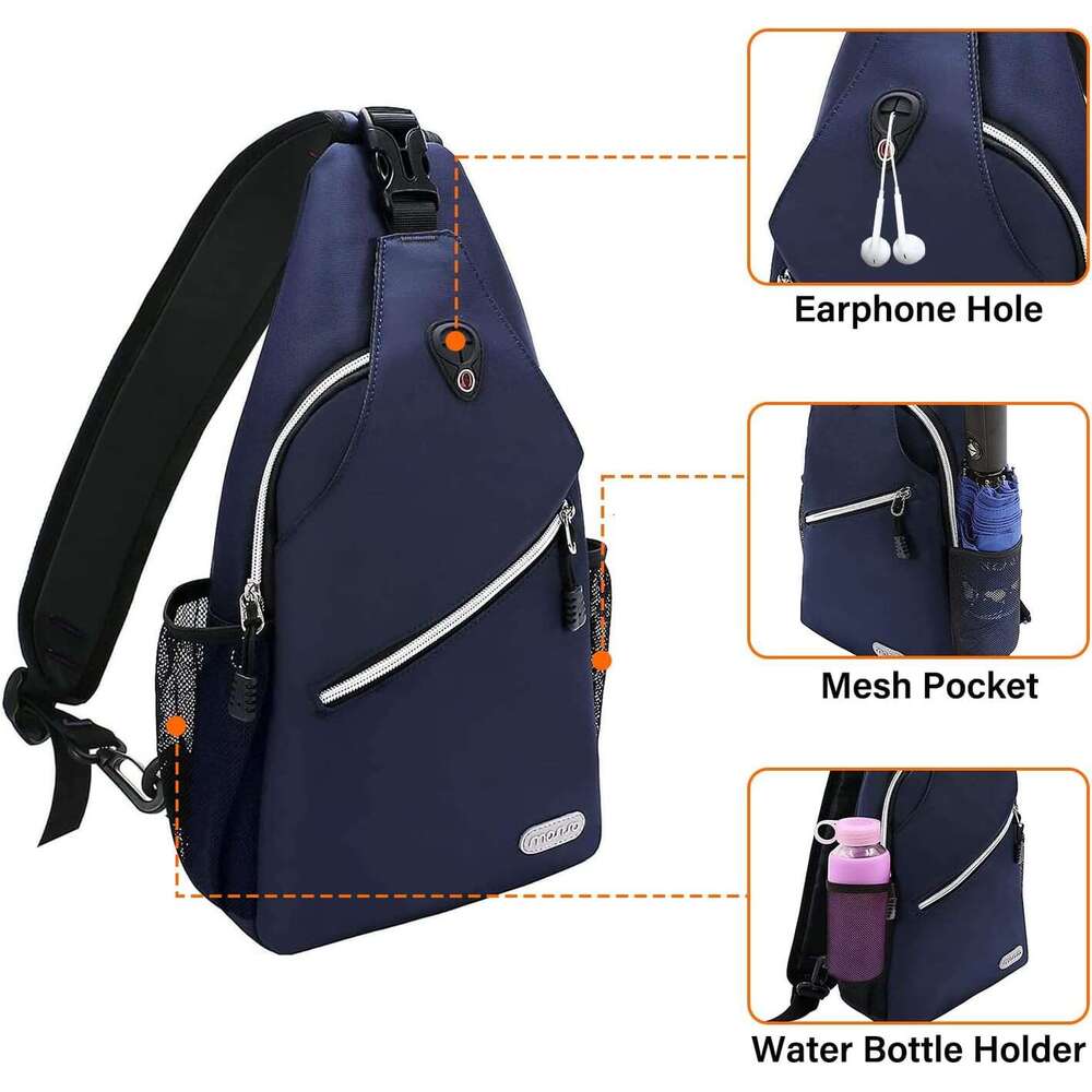 MOSISO Sg Backpack, Multipurpose Crossbody Shoulder Bag Travel Hiking Daypack, Navy Blue, Medium