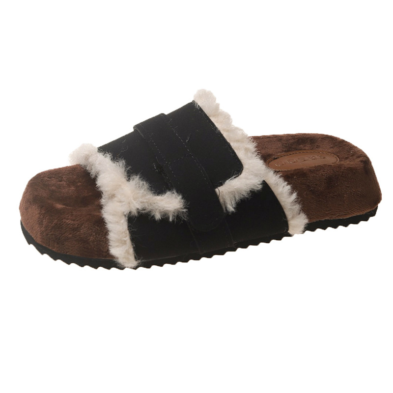 Women's Retro Autumn and Winter New suede Thick Bottom Cotton Slippers