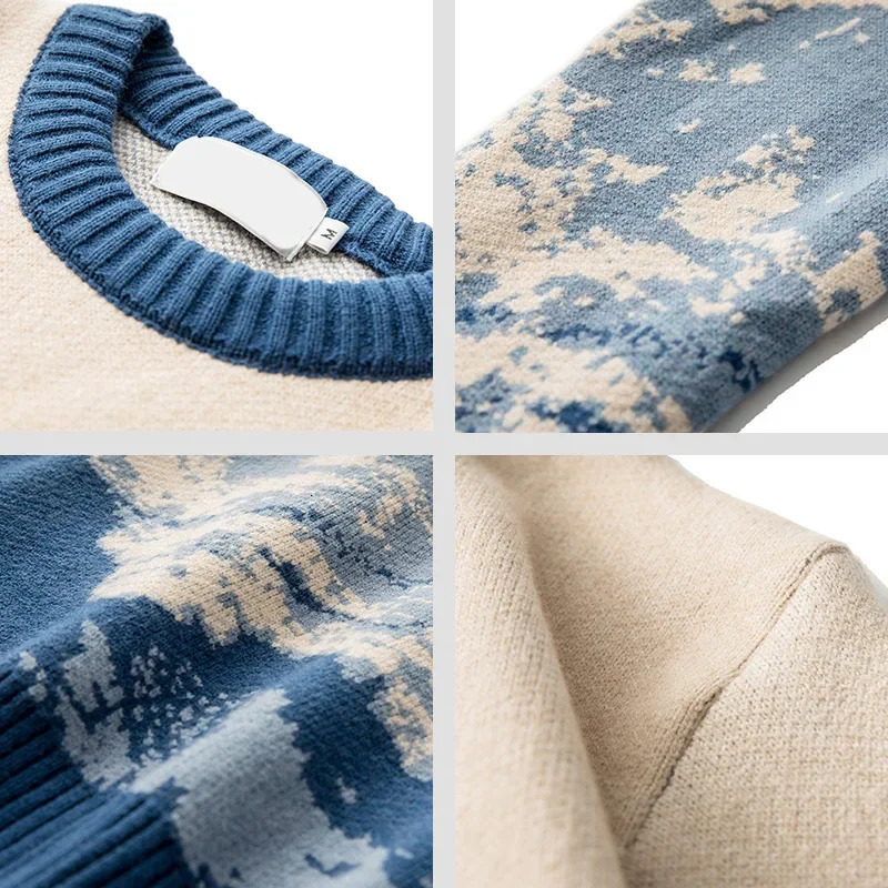 Mens Sweater Korean Fashion Round Neck Loose Sleeved Knitted Pullover High Quality Casual Male Sweaters Men Clothing 240930