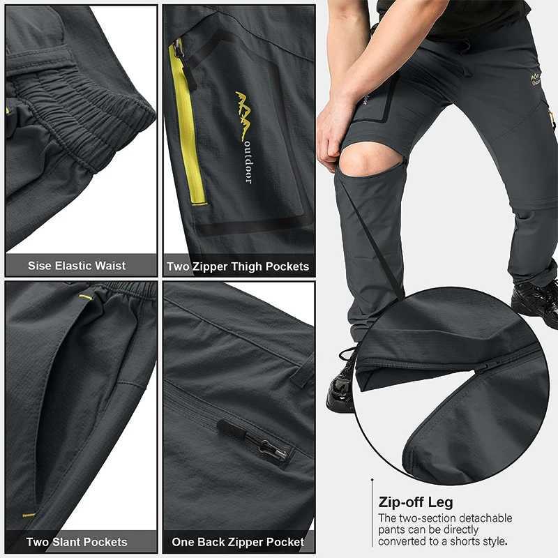 TRVLWEGO Mens Hiking Convertible Pants Waterproof Lightweight Fast Zipper Fishing Travel Wildlife Park Outdoor Freight Staff W241009