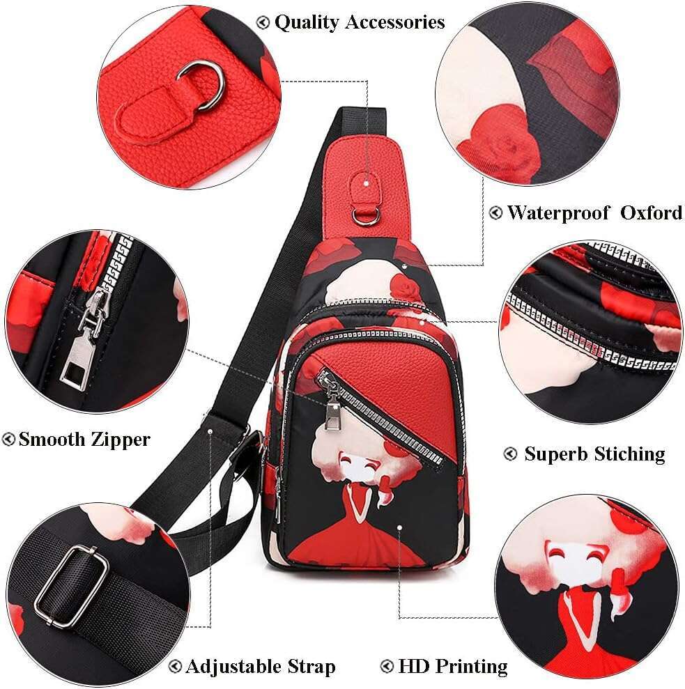 Boho Trendy Ethnic Women's Waterproof Sg Backpack Crossbody Shoulder Chest Bag for Travel Hiking Daypack