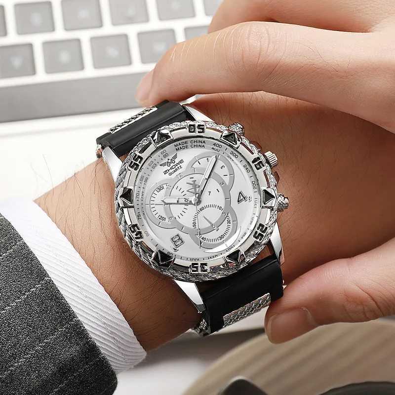 Men Watches 2024 Fashion Big Dial Silicone Strap Quartz Wristwatch Male Casual Outdoor Sports Military Clock Relogio MasculionX241010