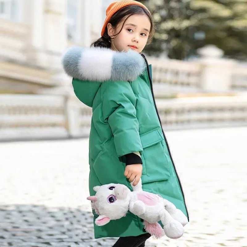 Down Coat Russian Girl clothing Warm Winter Parka Outerwear Teenager Outfit Children s faux Fur Coat Hooded Jacket toddler girl clothes H241010