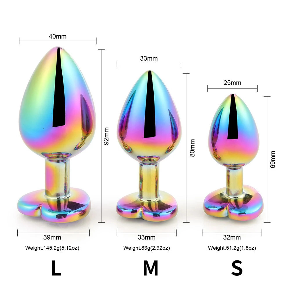 1PC Colorful Heart-shaped SM Metal Anal Plug Fetish Toys for Adult Anal Expanse Kit Stainless Steel Plug Adult Sex Toy 3 Size 241010