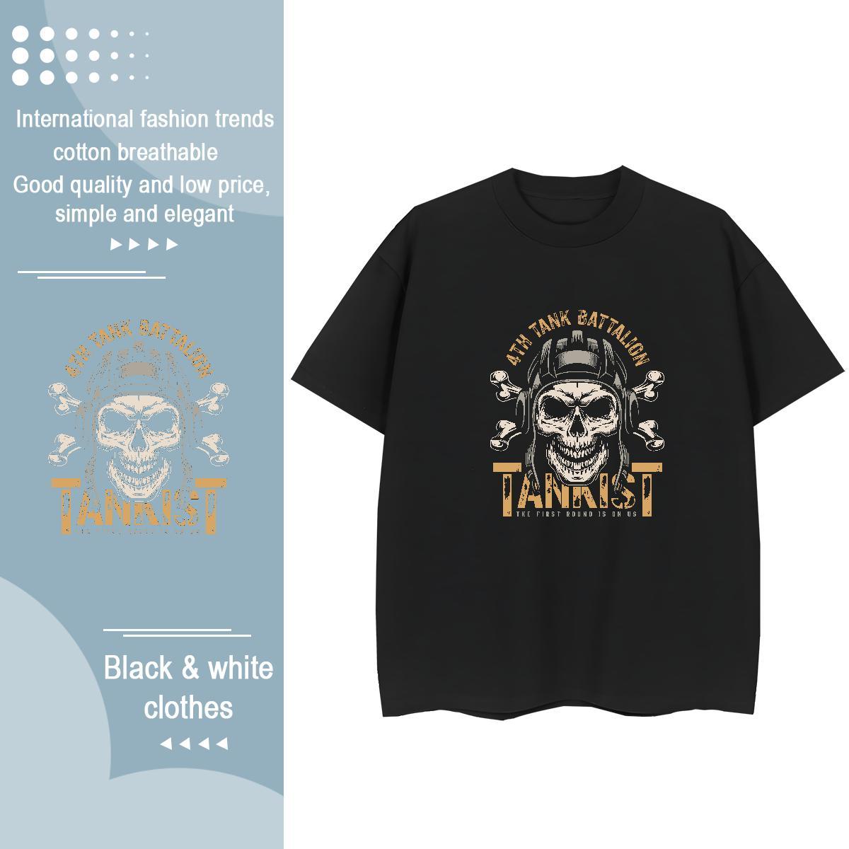 Factory Direct T Shirts Women 230g 100% Cotton Breathable Short Sleeve Spring Summer skull Couples T Shirts High quality DIY Logo Clothes Shirt