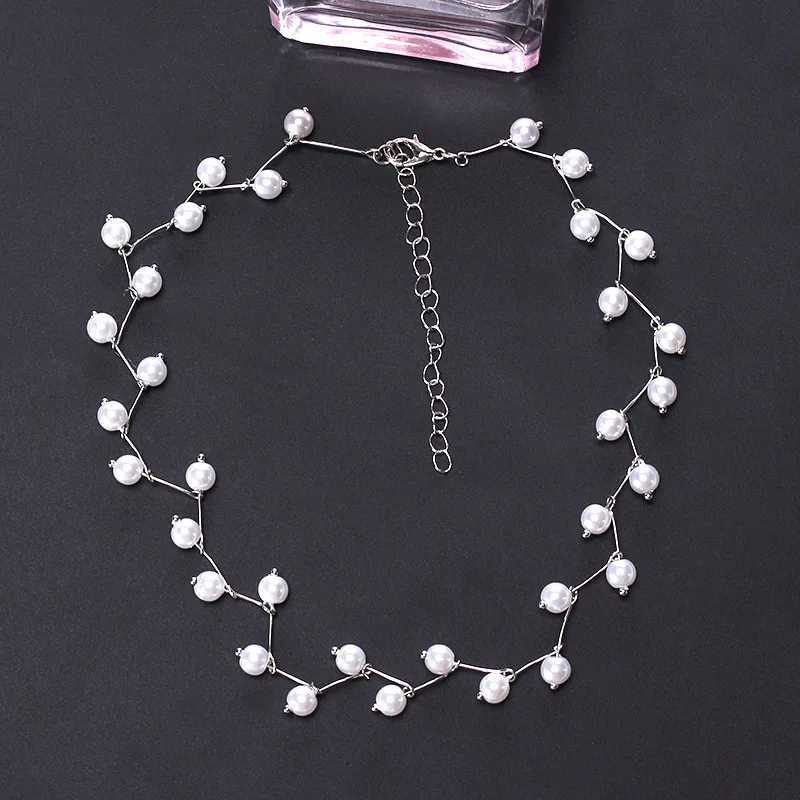 Wus 2022 Imitation Pearl Clavicle Chain Neckband Simple Short Necklace Womens Jewelry Korean Collar Neckband WholesaleX241009