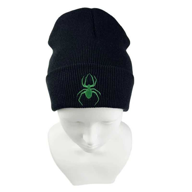 Beanie/Skull Caps Autumn Winter Spider Embroidery Knitted Hats Keep Warm Beanie Hat for Men Women H241010