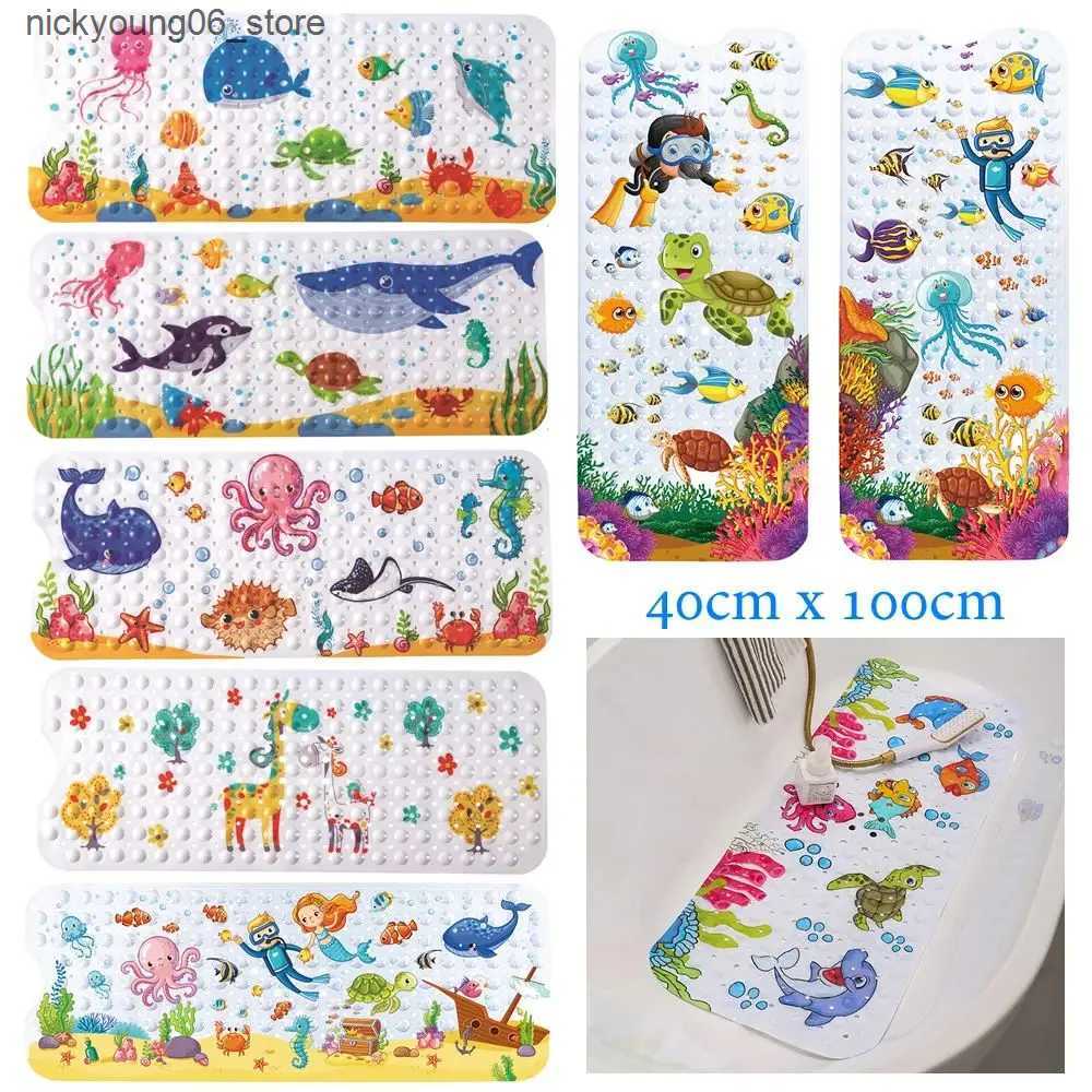 Non-Slip Bath Mats Large Cute Cartoon PVC Bath Mat Anti-Slip Shower Bathtub Mats With Sucker Soft Massage Pad Kids Elder Bathroom Carpet Rug L240910