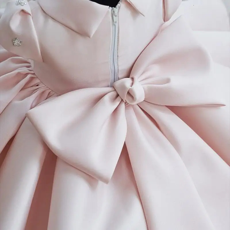 Baby Girls First Birthday Party Pink Childrens Princess Ball Dress Baby Bow Dress Preschool Girl Baptist Tank Top 241008