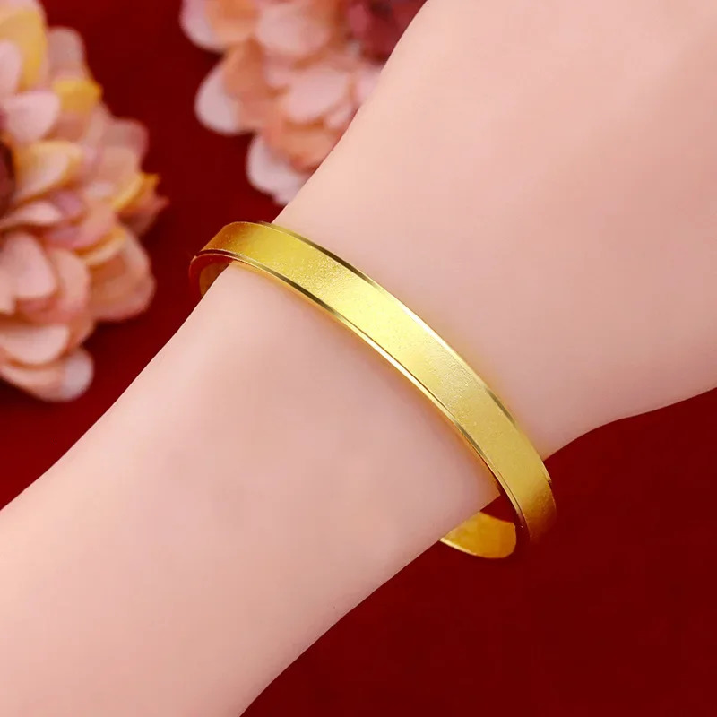 9999 genuine gold 24K frosted open bracelet 240929