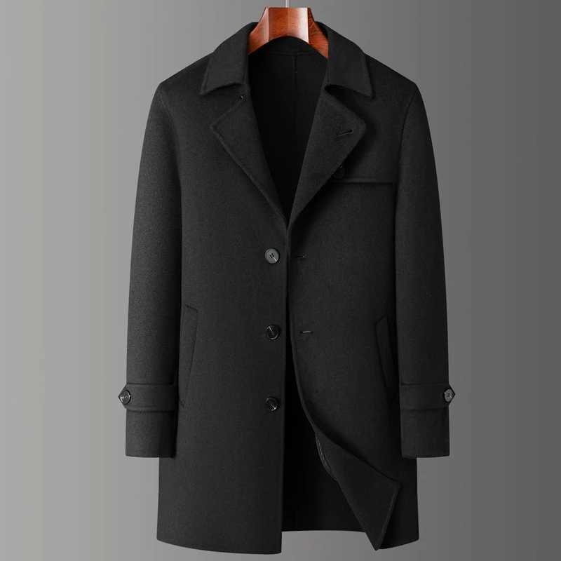 2024 Autumn/Winter New Mens Solid Color Double sided Fleece Coat 70% Wool High Quality Business Leisure Warm Coat LX241010