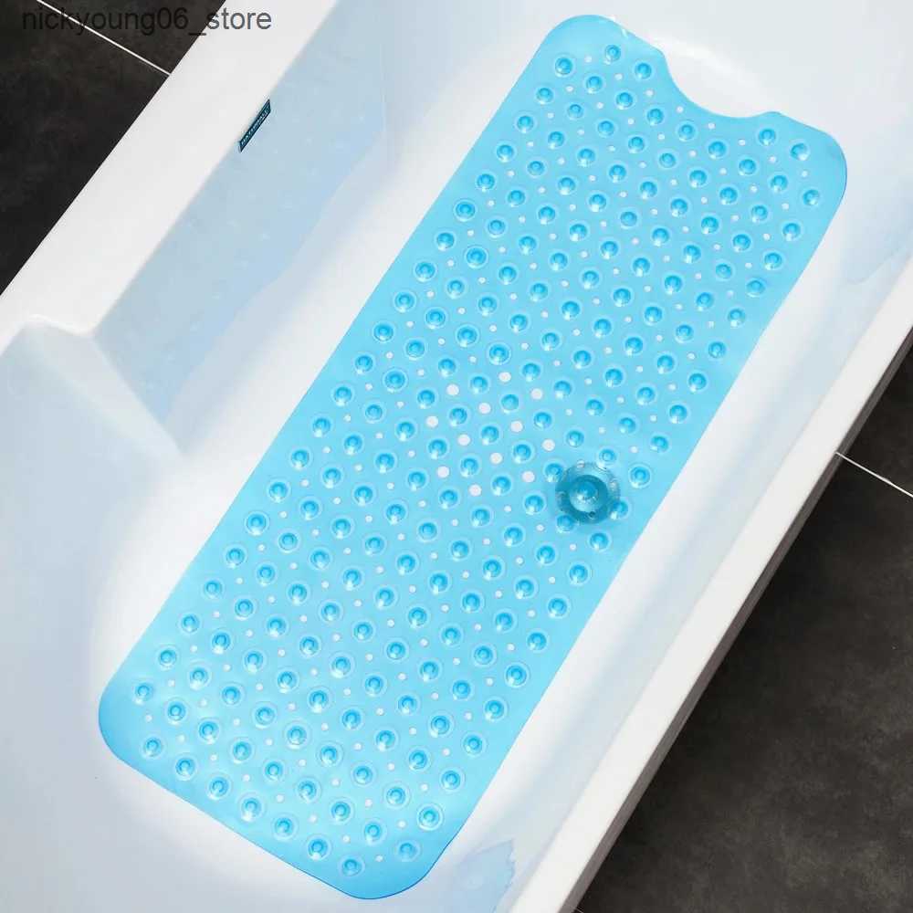 Non-Slip Bath Mats 40x100cm Bathtub Mats Anti-Skid Color Shower Mat With Sucker Non-Slip Bath Mat Soft Massage Pad Kids Elder Bathroom Carpet Rug L240