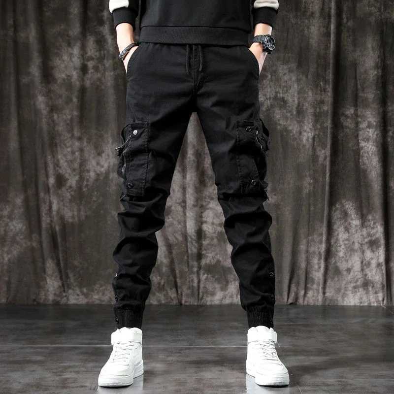 Trouser mens ultra-thin autumn mens cargo pants khaki stacked aesthetic new print Techwear cotton cheap casual Emo loose long Y2k W241009
