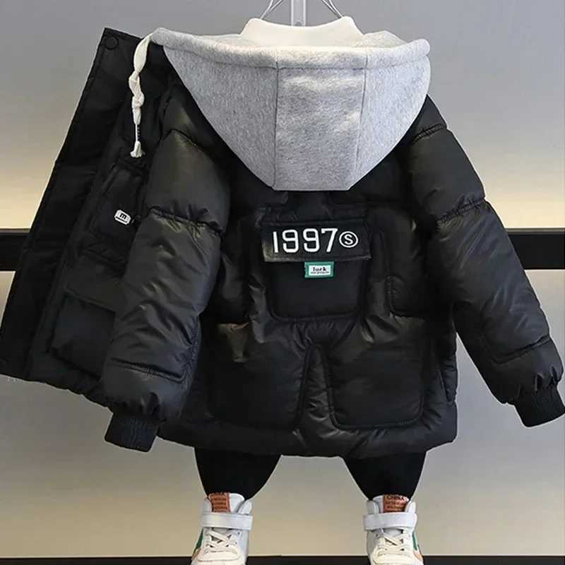 Down Coat Childrens Park Boys Winter Warm Coat Teenagers Fashion Thick Hooded Jacket Winter Outdoor Coat Baby Park New Style H241010