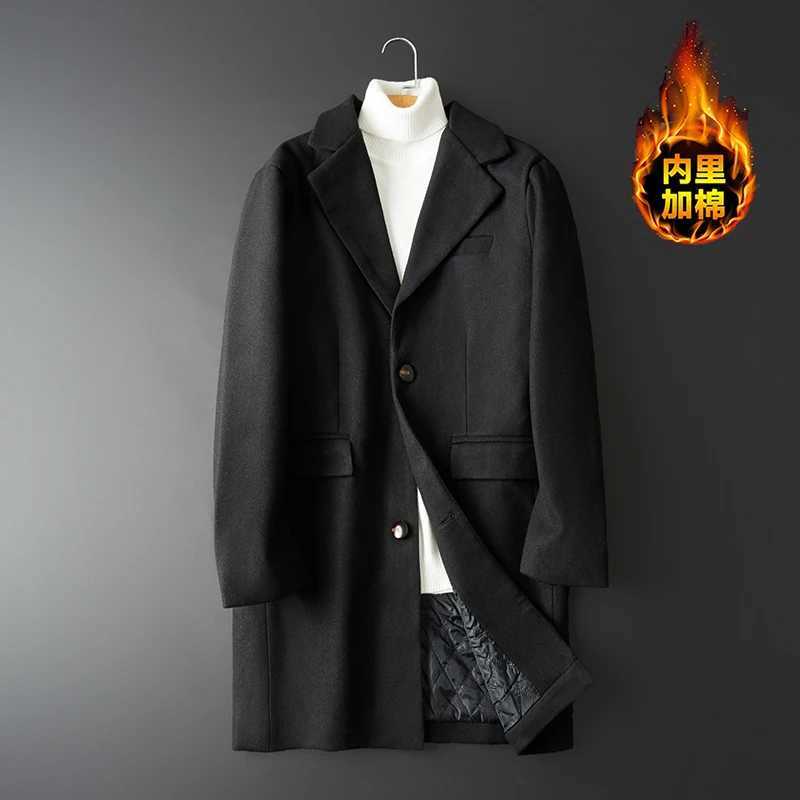 Autumn and winter mens new Korean version slim-fit mid-length woolen coat tide LX241010