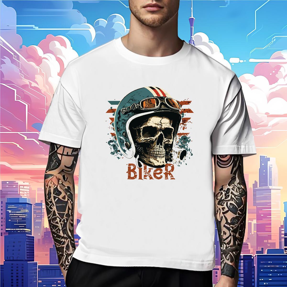 Designer T-Shirts 230g 100% Cotton skull Summer Casual DIY Printed Breathable Short Sleeve Men Tshirts 2024 New Tees Shirts