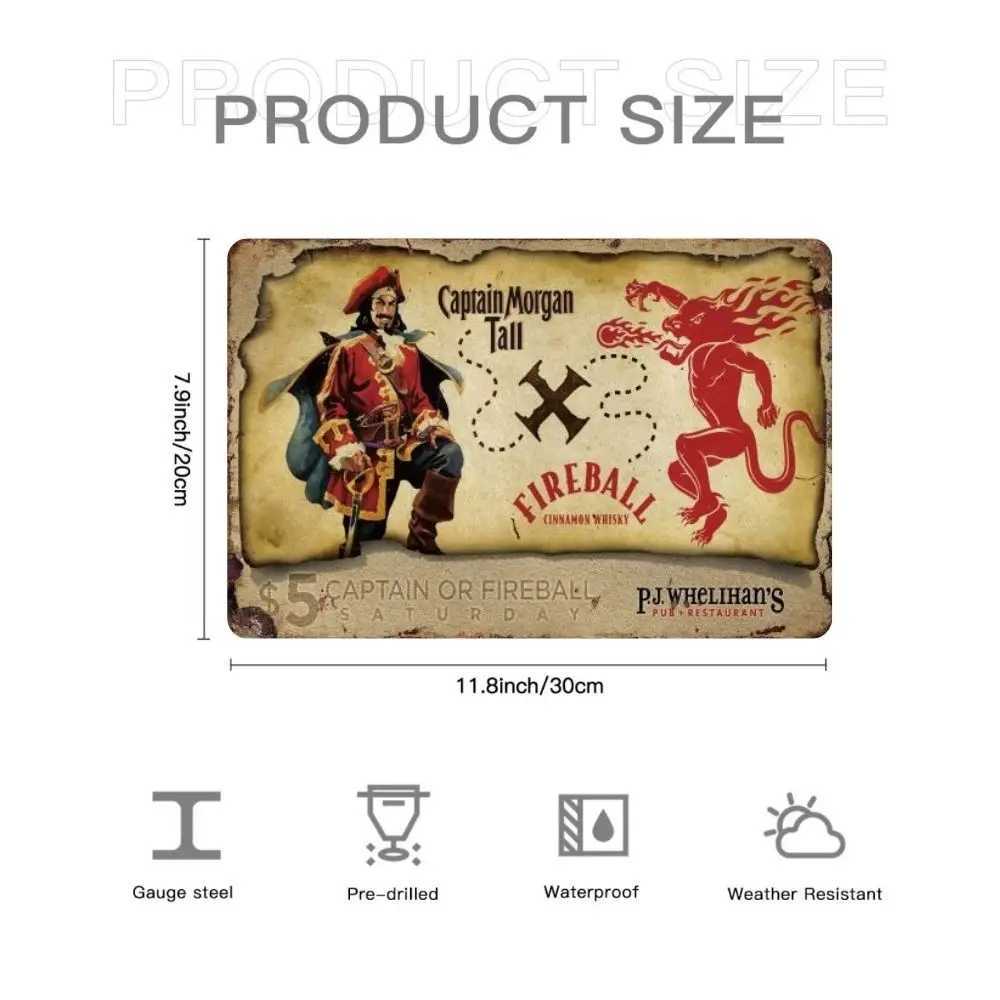 INEED Vintage Metal Signs Tin Sign Captain Morgan Poster Decor for Bar Pub Club Man Cave Wall Decoration Room Home DecorXJ241010