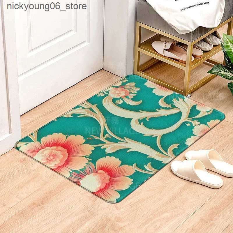 Non-Slip Bath Mats House entrance carpet Home door mat Modern Nordic style Room Bath Foot bathroom non-slip Kitchen water rugs Abstract plant L240910