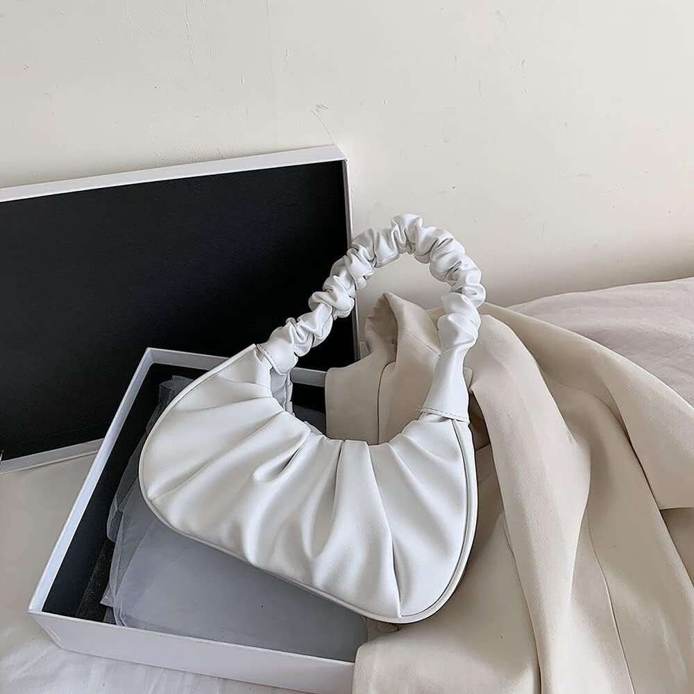 Style Y2K Gabbi Chic Pouch Bag Vegan Leather Vintage Hobo Handbag Fashionable for Women White
