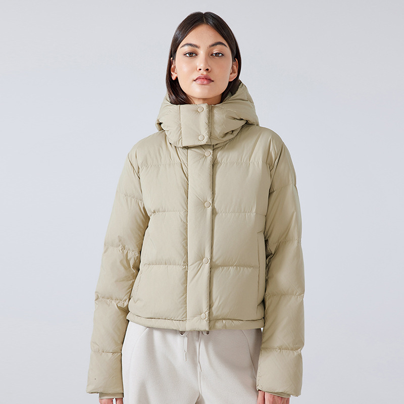 Winter new double breasted stand up collar warm down for women's casual versatile hooded waterproof windproof jacket DAW158