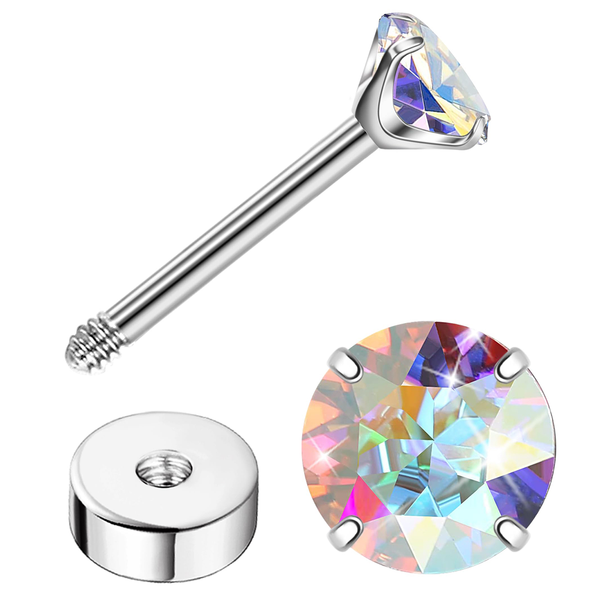 TUPMI G23 Titanium Earrings for Sensitive Skin Flatback 5A+AB Cubic Zirconia Stud Earrings 14K Gold Hypoallergenic Nap Earrings for Women 2-5mm cartil