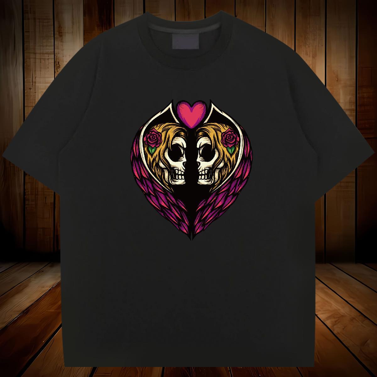 High Quality T Shirts Men 230g Pure Cotton skull High Street Hip Hop Oversized 4XL Breathable Short Sleeve Men Tshirts Stylist Polos