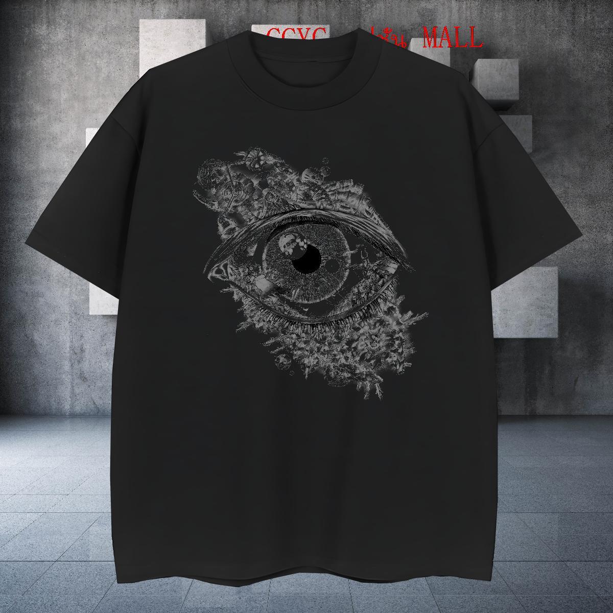 Popular T-Shirts for Men 230g Cotton eye of the devil Daily Outfit Plus Size Custom Breathable Short Sleeve Men Tshirts Casual New Tee Shirt