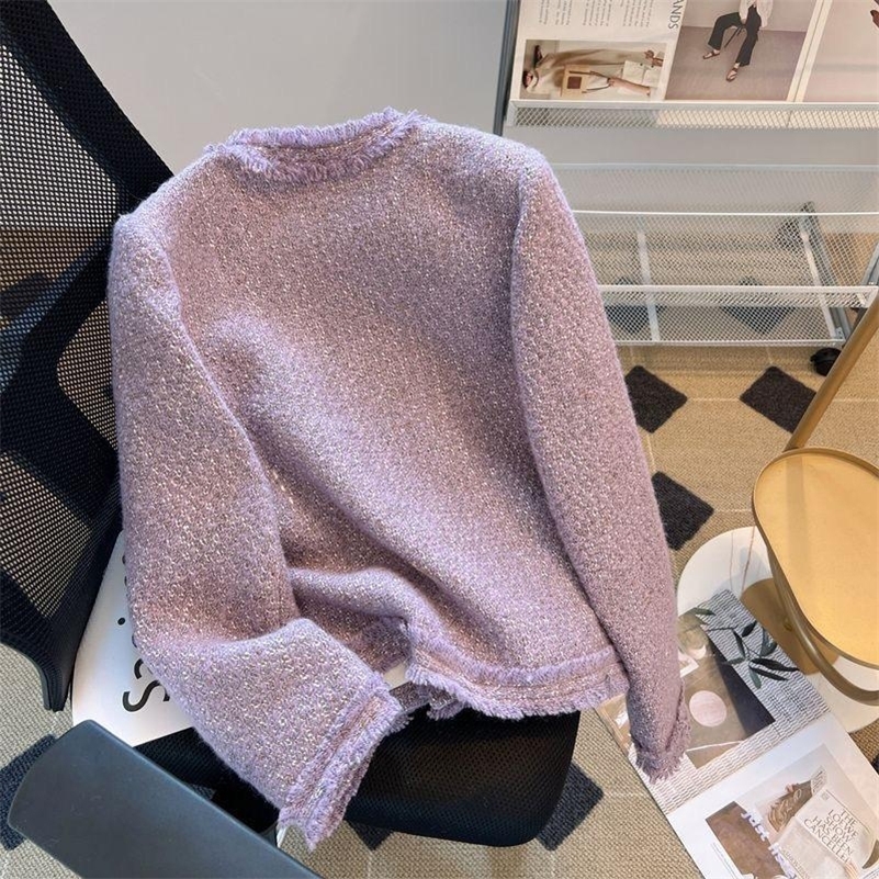 MEXZT Elegant Tweed Jacket Women Vintage Cropped Coat Single Breasted Blazer Autumn Winter Ladies Korean Chic Short Outerwear 241010
