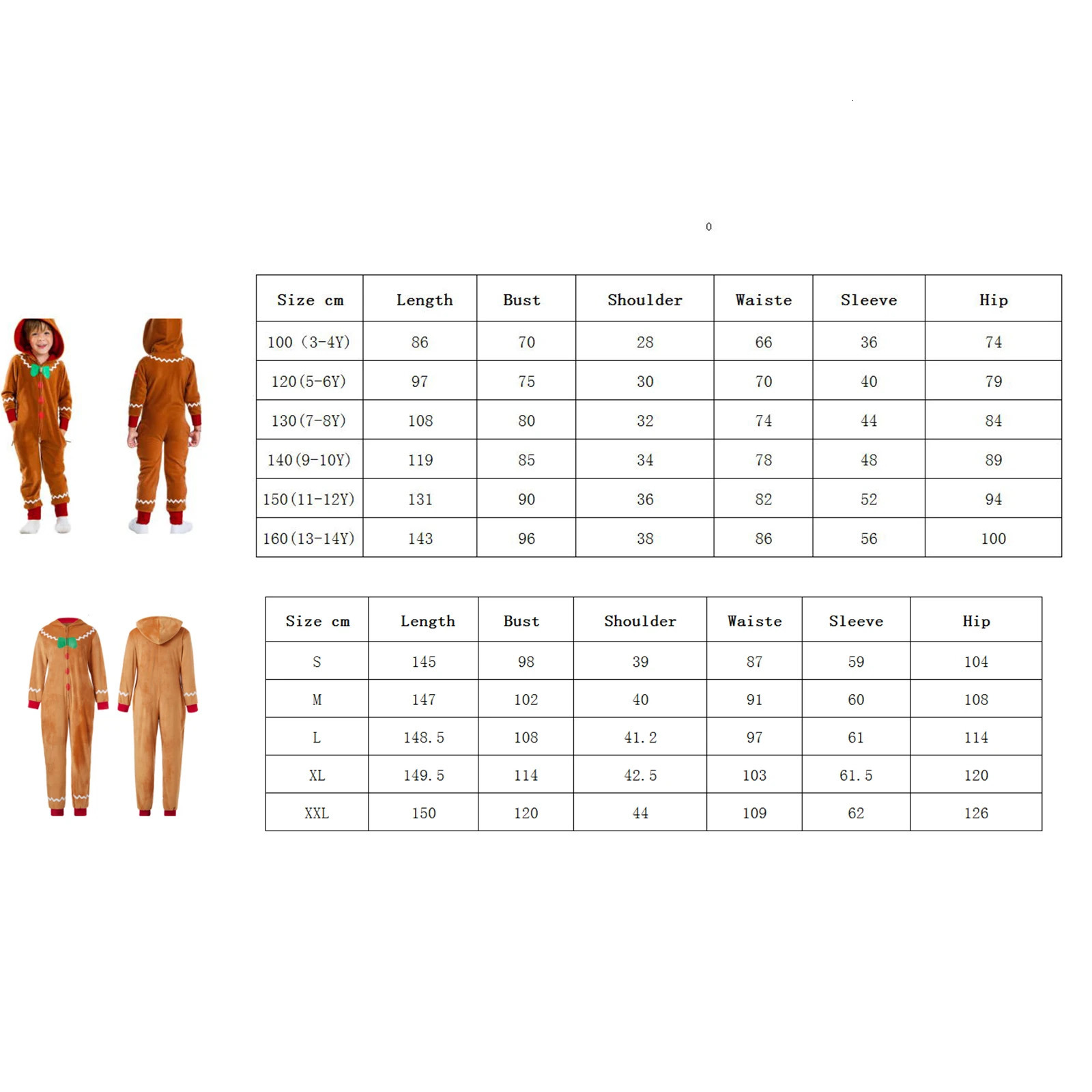 Adult Christmas costume gingerbread long sleeved zipper hooded jumpsuit suitable for womens party roleplaying 241007