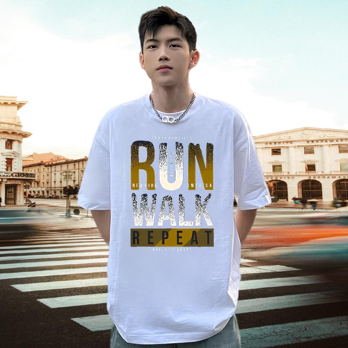 Wholesale T Shirt For Man 230g Pure Cotton letter Hip Hop Cartoon Print Short Sleeve O-Neck Men Clothes T-Shirt Designer Fashion Tops Tees