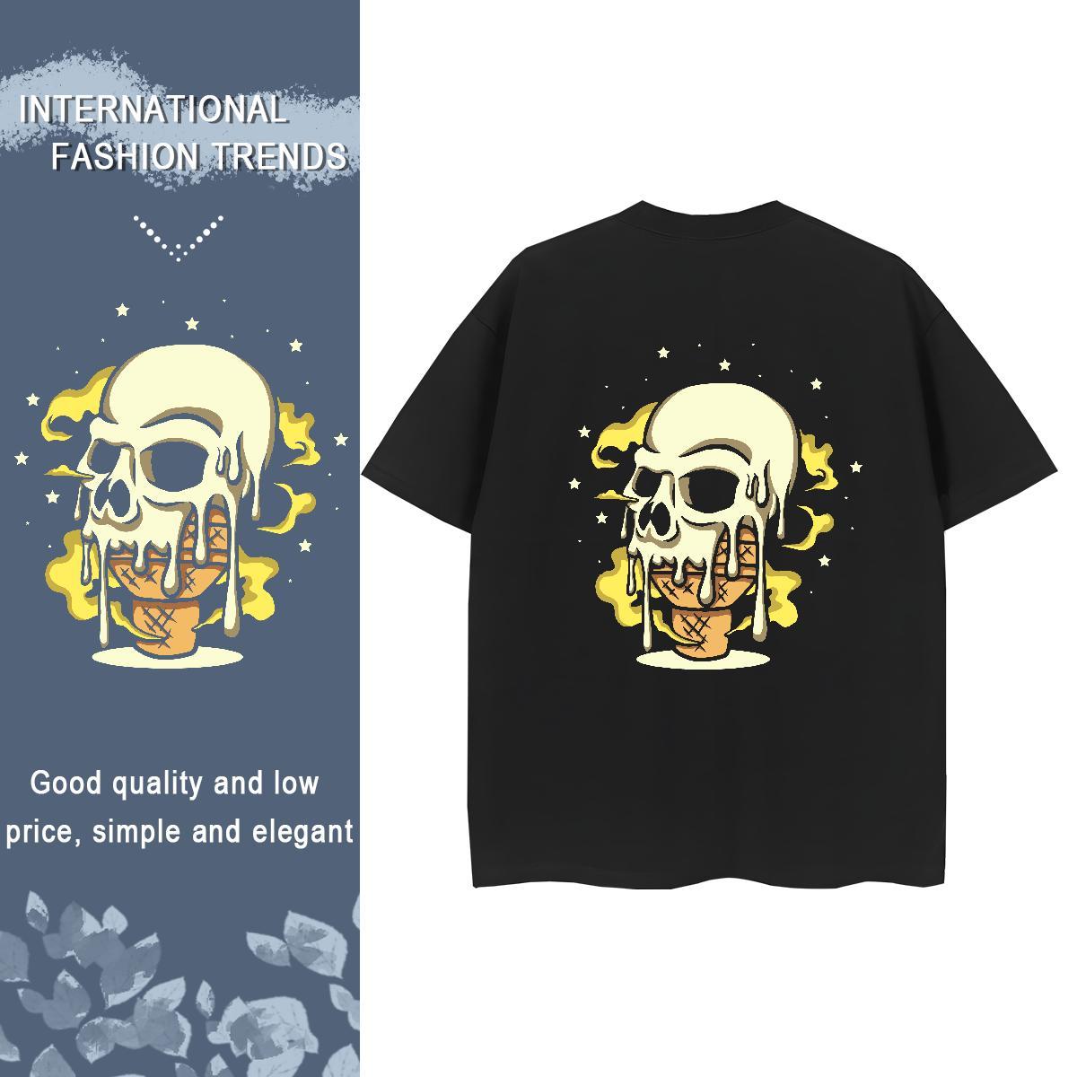New Woman T Shirts 230g Cotton O-Neck Short Sleeve Outdoor skull Womens Tshirts Designer Custom Printed Tees