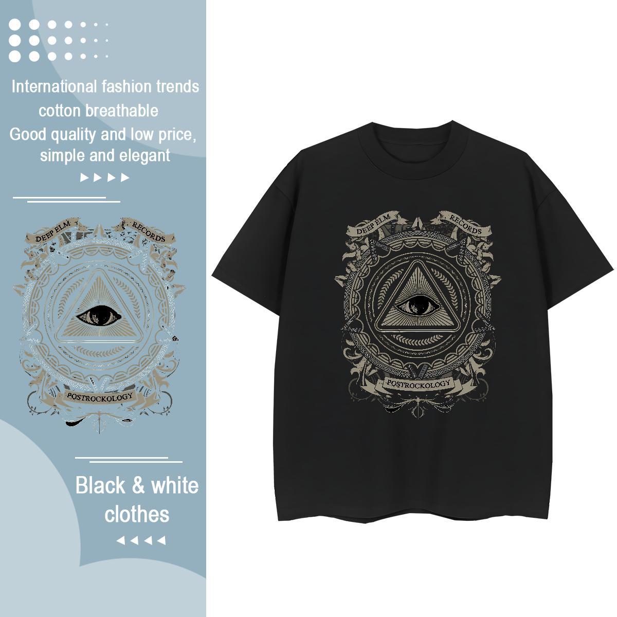 New T Shirts Women 230g Cotton O-Neck Short Sleeve High Street Hip Hop eye of the devil Women Tshirts Soft Black Oversized Clothes Shirt