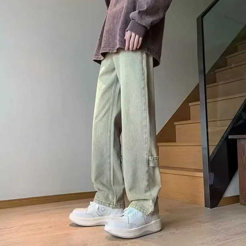 Trousers Punk Flared Zipper Male Cowboy Pants Retro Jeans for Men Bootcut Luxury Spring Autumn Korean Fashion 2024 Trend CottonX241009