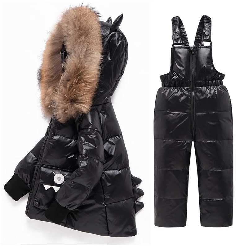 Down Coat 2024 Winter Childrens Coat Cartoon Dinosaur Coat Suspension Pants Set 1-5 Year Girls Coat Baby Girls Coat H241010