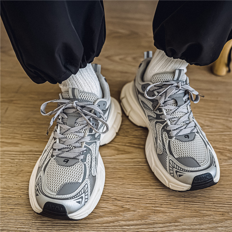 2024 Four Seasons Men's and Women's Thick Bottom Mesh Sports and Leisure Chunky Shoes