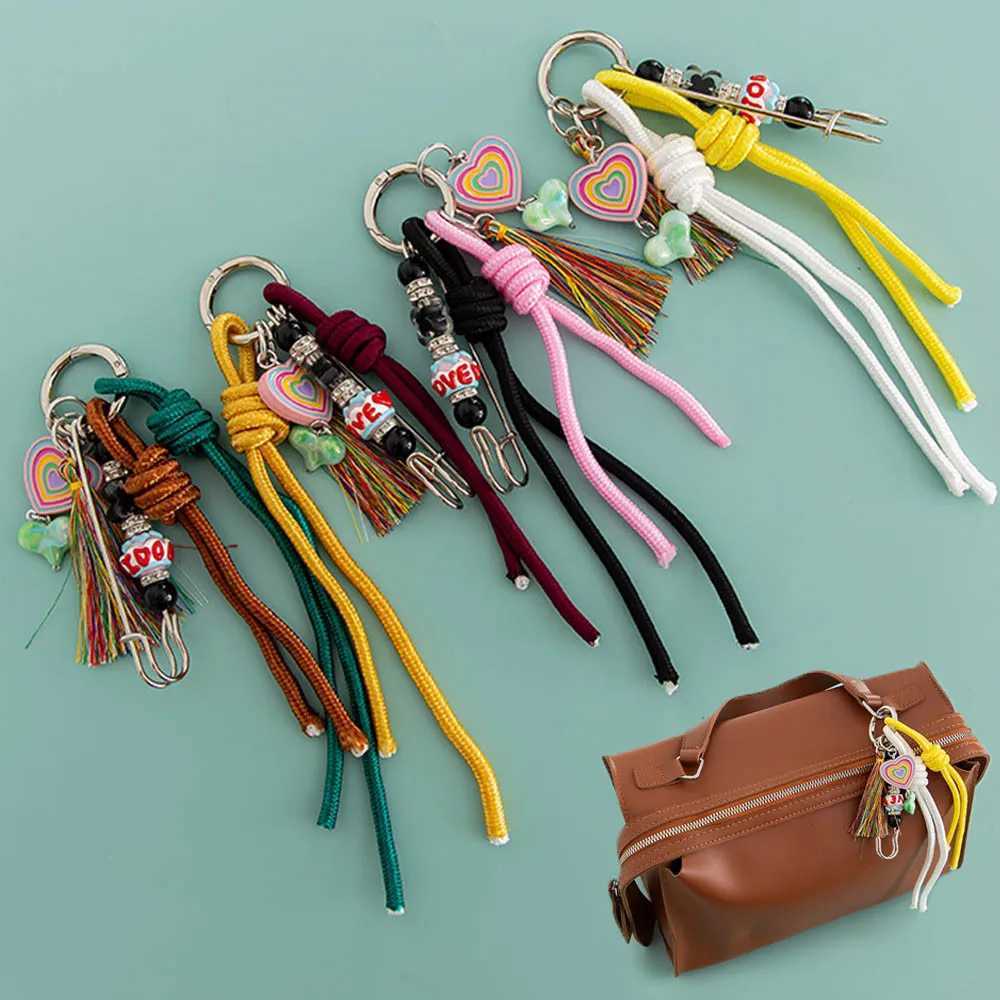 Keychains Lanyards New fashion keychain with baseball decoration sports style bag pendant woven rope decorative original design components H241010