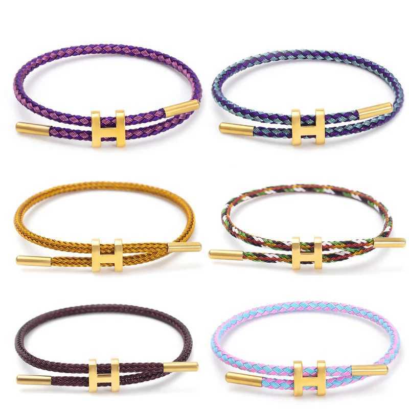 Charm Bracelets ALTERA New Fashion Colorful Charm Adjustable Bracelet Simple Stainless Steel Rope Bracelet Female BFF Couple Jewelry Gift J241010