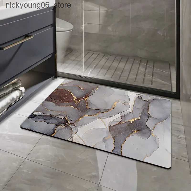 Non-Slip Bath Mats Bathroom Non-slip Absorbent Floor Mat Home Shower Room Bathtub Rug Quick Drying Entrance Door Diatomite Rubber Soft Bath Mat L24091