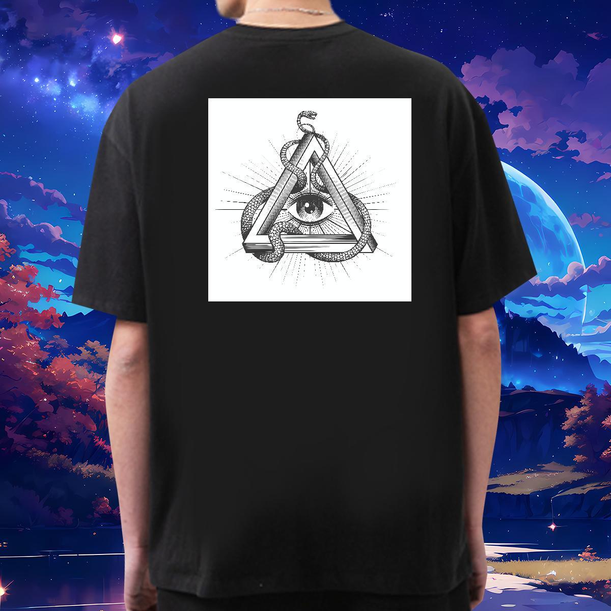 Popular T shirt 230g 100% Cotton eye of the devil Daily Outfit Custom Cartoon Breathable Short Sleeve Men Tops Tees Casual New Tees Shirts