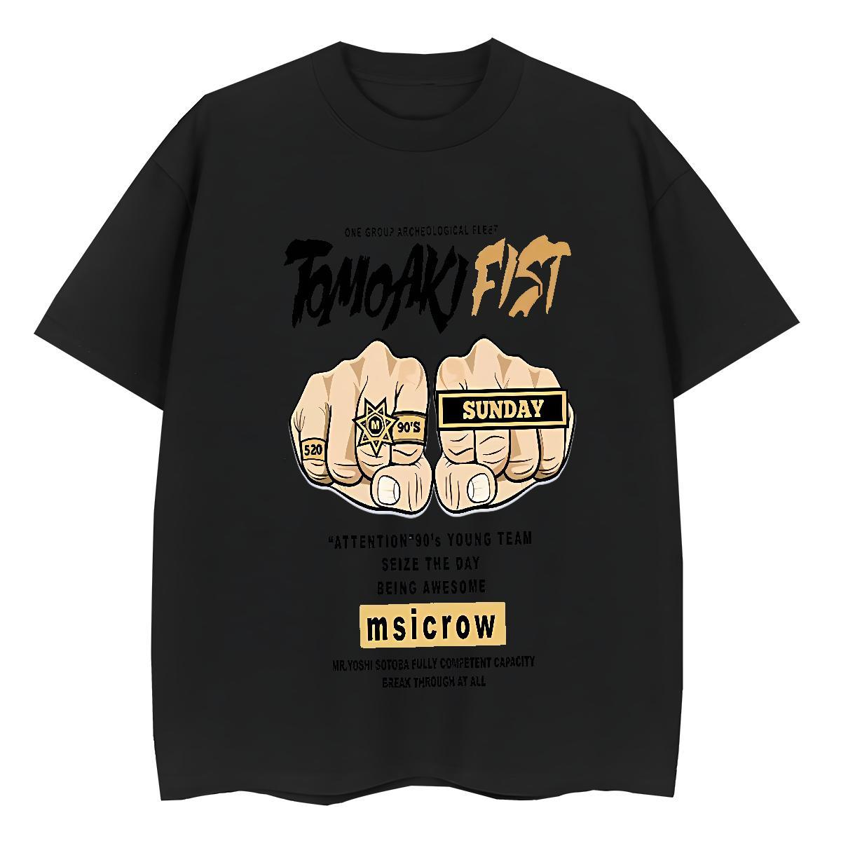 Free Shipping T shirt 100% Cotton 230g hands Summer Casual Black White O Neck Short Sleeves Men Clothes T-Shirt 2024 Summer Wear